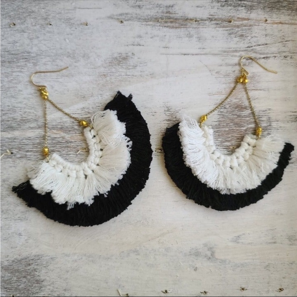 Panacea Fan Tassel Statement Earrings